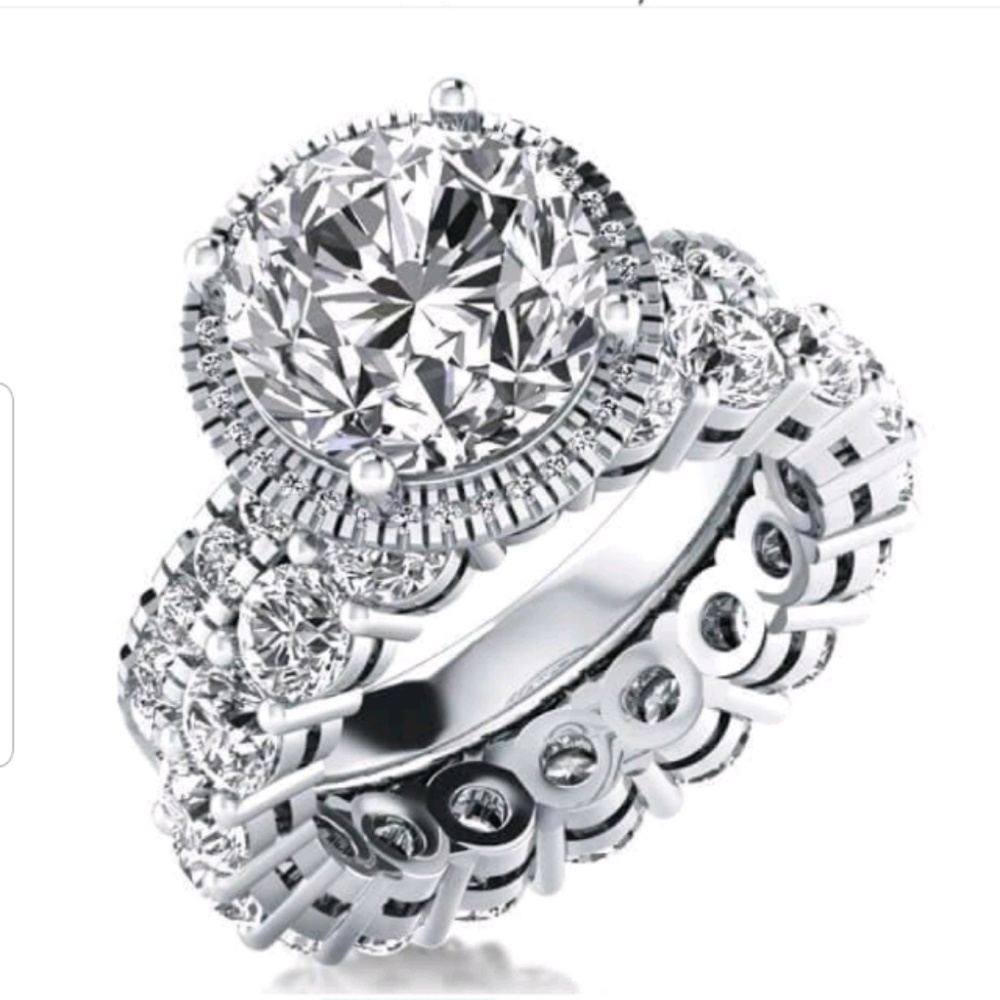 Halo eternity white sapphire bridal set